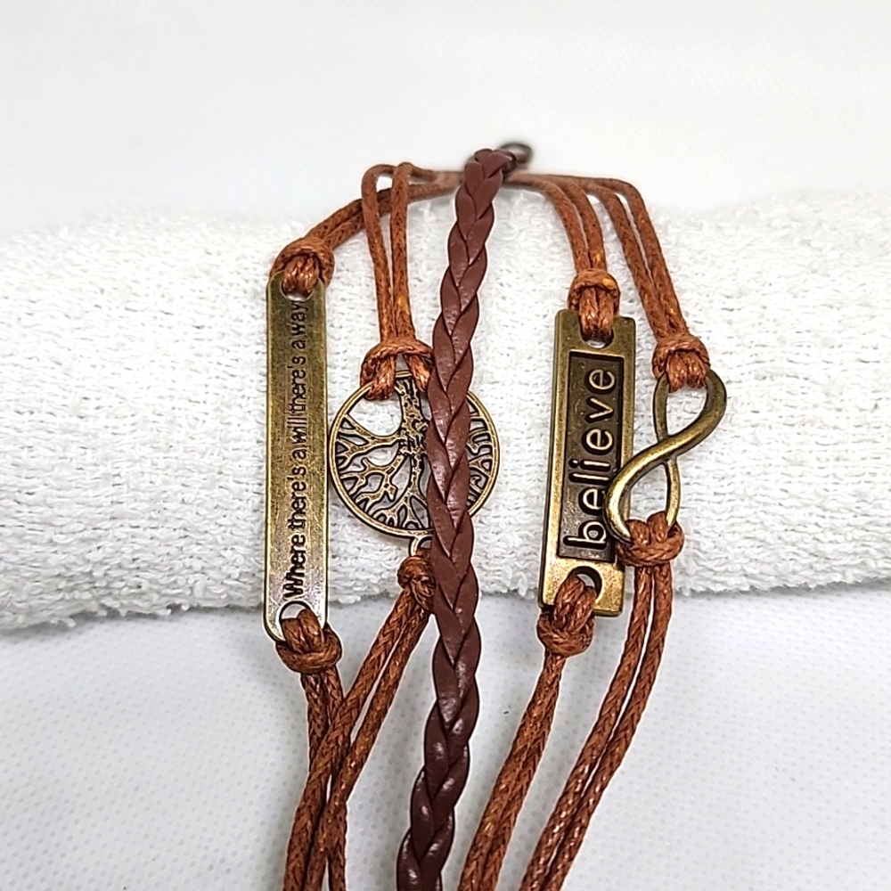 👢Believe, tree of life, leather bracelet ✨️